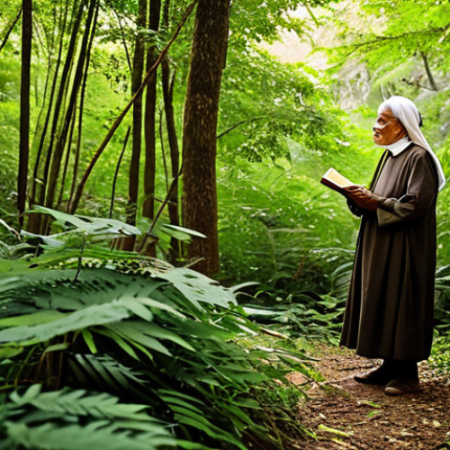 Home 20 A wise elder, with a serene expression, in traditional and modest, earthy-toned attire, stands amidst a lush, biodiverse forest edge. Their gaze is fixed on the delicate leaves of a native plant, indicating deep observation and knowledge. Sunlight filters through the canopy, highlighting the rich textures of the flora. Subtle elements of migrating birds or changing leaves are visible in the background, hinting at their ability to read the natural calendar. The scene captures a profound connection to nature and a sense of ancient ecological wisdom. Professional photography, high detail, realistic, serene atmosphere, fully clothed, modest clothing, appropriate attire, perfect anatomy, correct proportions, natural pose, well-formed hands, proper finger count, natural body proportions, safe for work, appropriate content, family-friendly.