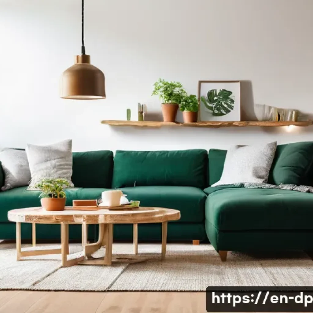 환경 친화적인 생활 습관 만들기 - A cozy modern living room illuminated by warm LED lighting, showcasing energy-efficient bulbs replac...