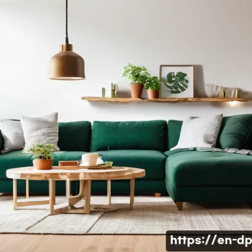 Home 31 환경 친화적인 생활 습관 만들기 - A cozy modern living room illuminated by warm LED lighting, showcasing energy-efficient bulbs replac...